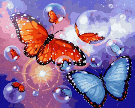 Set pictura pe numere, cu sasiu, Zbor in baloane de sapun, 40x50 cm [0]