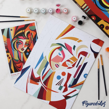 Set pictura pe numere, pe carton intarit, Portret in stil Picasso, 24.5 x 32.5 cm [6]