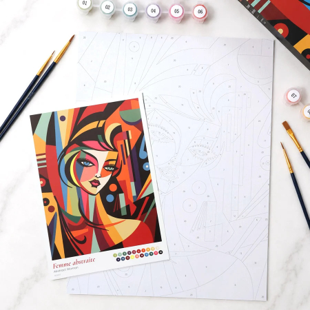 Set pictura pe numere, pe carton intarit, Portret in stil Picasso, 24.5 x 32.5 cm [4]