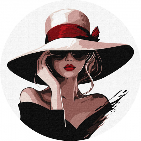 Set pictura pe numere rotunda, cu sasiu, Portret elegant, Ø26cm [0]