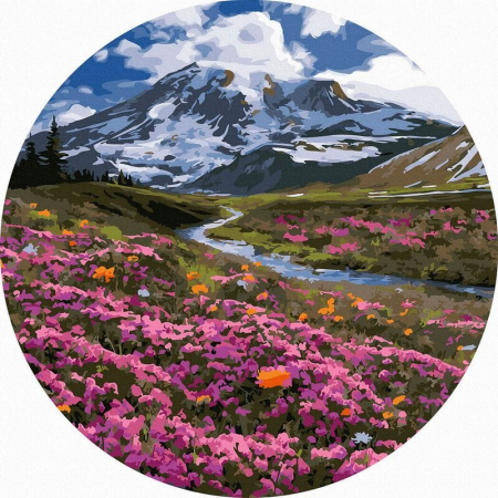 Set pictura pe numere rotunda, cu sasiu, Campii montane, Ø40cm [0]