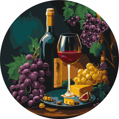 Rotunde - Set pictura pe numere rotunda, cu sasiu, Gusturi rafinate, Ø39cm