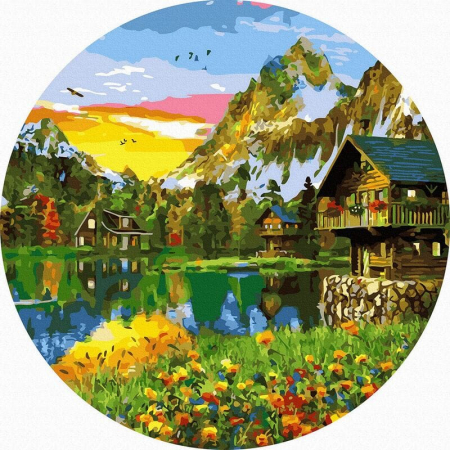 Set pictura pe numere rotunda, cu sasiu, Culorile vii ale naturii, Ø40cm [0]