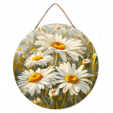 Set pictura pe numere rotunda, pe lemn, Margarete, Ø30cm [0]