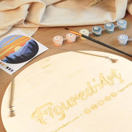 Set pictura pe numere rotunda, pe lemn, Fluture, Ø30cm [4]