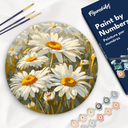 Set pictura pe numere rotunda, pe lemn, Margarete, Ø30cm [2]