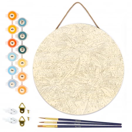 Set pictura pe numere rotunda, pe lemn, Margarete, Ø30cm [1]