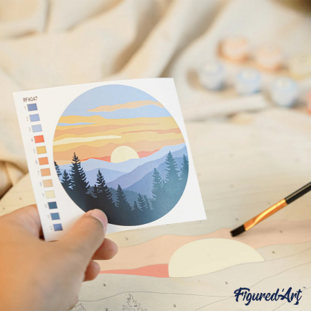 Set pictura pe numere rotunda, pe lemn, Flori de cires, Ø30cm [9]