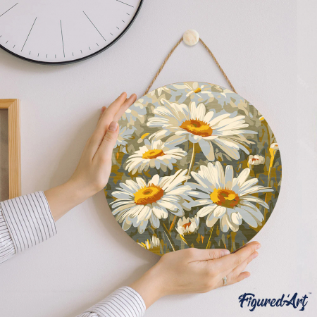 Set pictura pe numere rotunda, pe lemn, Margarete, Ø30cm [5]