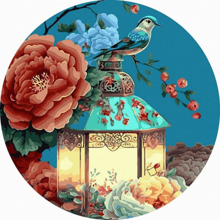 Rotunde - Set pictura pe numere rotunda, cu sasiu, Oaza de lumina, Ø40cm