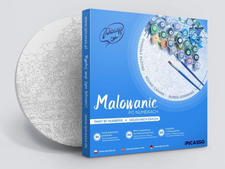 Set pictura pe numere rotunda, cu sasiu, Printul campurilor de lavanda, Ø40cm [6]