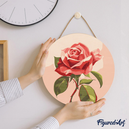 Set pictura pe numere rotunda, pe lemn, Trandafir, Ø30cm [5]