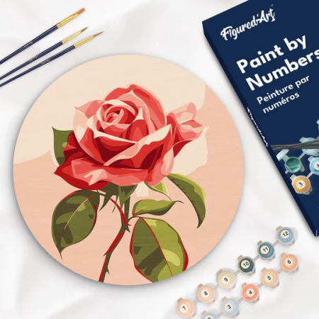 Set pictura pe numere rotunda, pe lemn, Trandafir, Ø30cm [2]