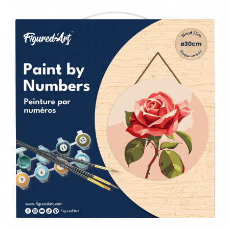 Set pictura pe numere rotunda, pe lemn, Trandafir, Ø30cm [6]
