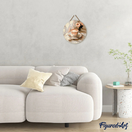 Set pictura pe numere rotunda, pe lemn, Cafeaua de dimineata, Ø30cm [2]