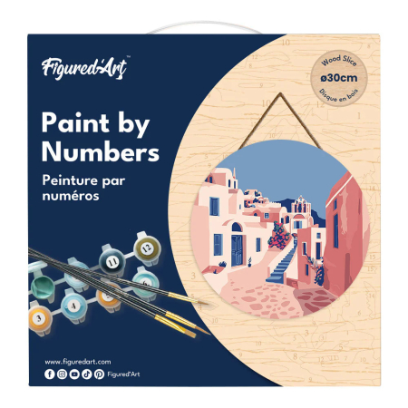 Set pictura pe numere rotunda, pe lemn, Santorini, Ø30cm [11]