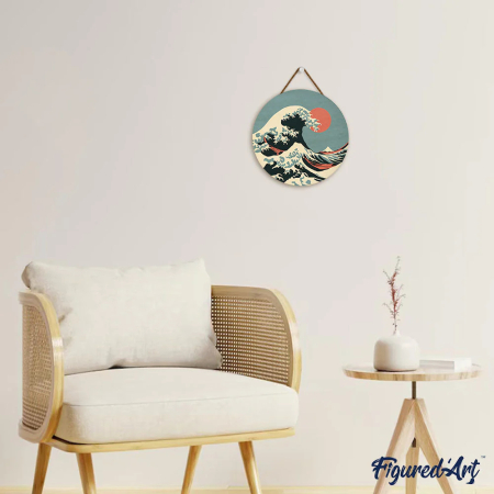 Set pictura pe numere rotunda, pe lemn, Marele val, Ø30cm [9]