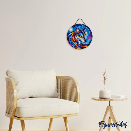 Set pictura pe numere rotunda, pe lemn, Lup, Ø30cm [10]