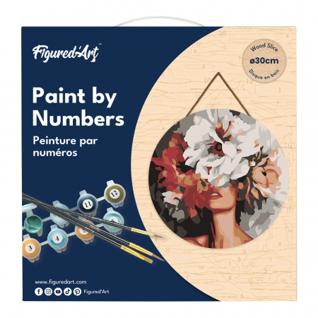 Set pictura pe numere rotunda, pe lemn, Frumusete ascunsa in flori, Ø30cm [11]