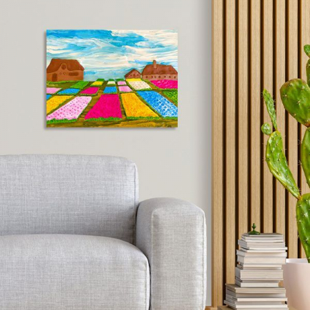 Set pictura senzoriala 3D cu argila usoara, Campuri cu flori in Olanda, 30x40 cm [2]