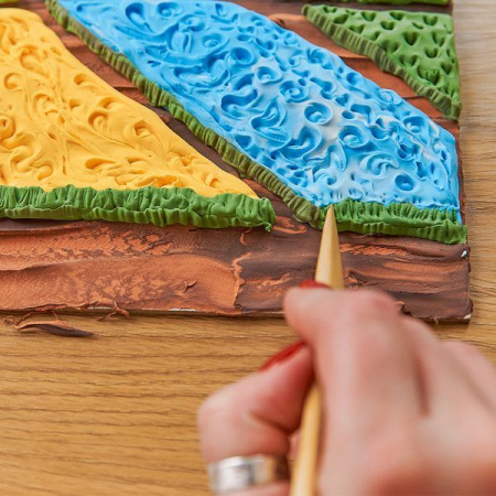 Set pictura senzoriala 3D cu argila usoara, Campuri cu flori in Olanda, 30x40 cm [1]