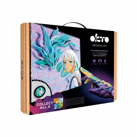 Pictura senzoriala 3D - Set pictura senzoriala 3D cu argila usoara, Manga - Dragonul de aer, 30x40 cm