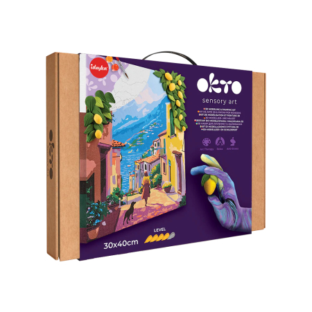 Set 2-in-1 pictura pe numere si pictura senzoriala 3D cu argila usoara, Weekend cu lamai, 30x40 cm [1]