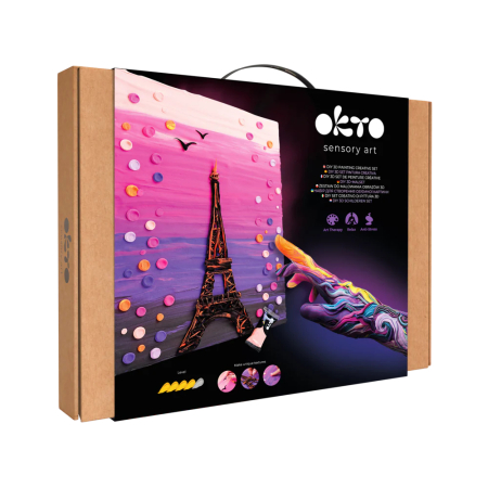 Pictura senzoriala 3D - Set pictura senzoriala 3D cu argila usoara, Paris, 30x40 cm