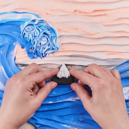 Set pictura senzoriala 3D cu argila usoara, Marele val de la Kanagawa, 30x40 cm [3]