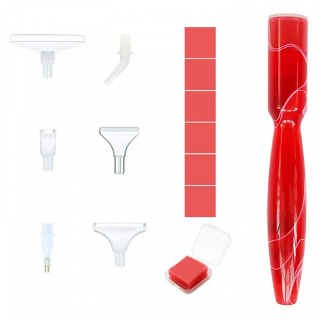 Set stilou rasina aplicare goblen cu diamante, 6 capete si rezerve ceara [0]