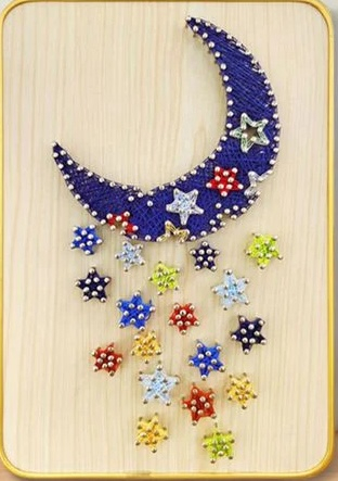 Set String Art, Luna si stele, 9 culori, 21x30 cm [0]