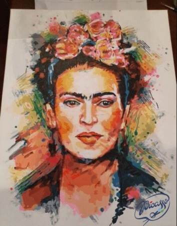 Set pictura pe numere, cu sasiu, Frida Kahlo - decupaj, 40x50 cm [2]