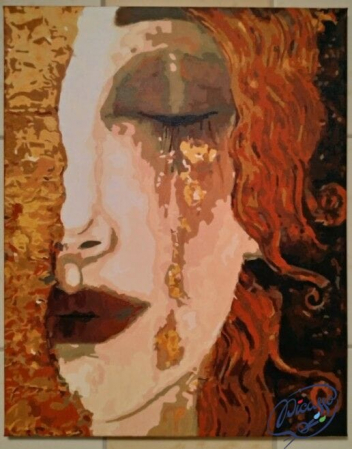 Set pictura pe numere, cu sasiu, Lacrimi aurii - Klimt, 40x50 cm [4]