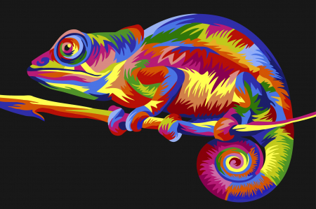 Set pictura pe numere , cu sasiu, Cameleon curcubeu, 29,7x21 cm [0]