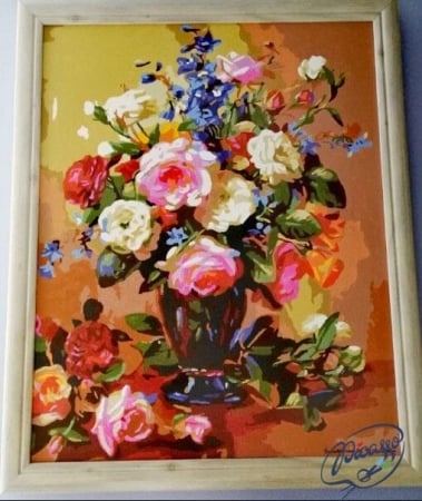 Set pictura pe numere, cu sasiu, Trandafiri si bujori, 40x50 cm [2]