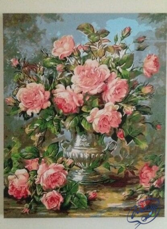 Set pictura pe numere, cu sasiu, Buchet de trandafiri, 40x50 cm [3]