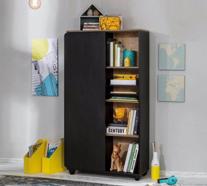 Biblioteca cu depozitare Colectia Black, 76,5x140x29,5cm [3]