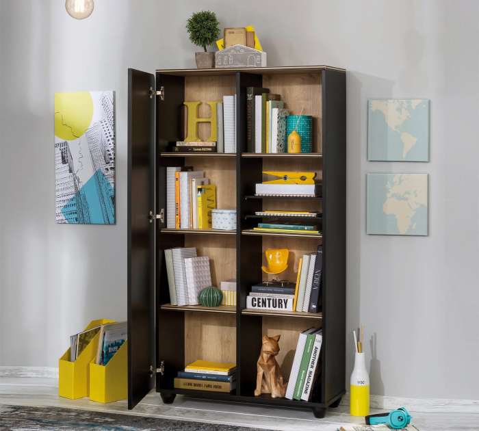 Biblioteca cu depozitare Colectia Black, 76,5x140x29,5cm [2]