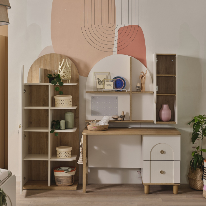 Bibliotecă Louis cu 1 ușă și 4 rafturi – design scandinav, 70x35x174 cm [7]