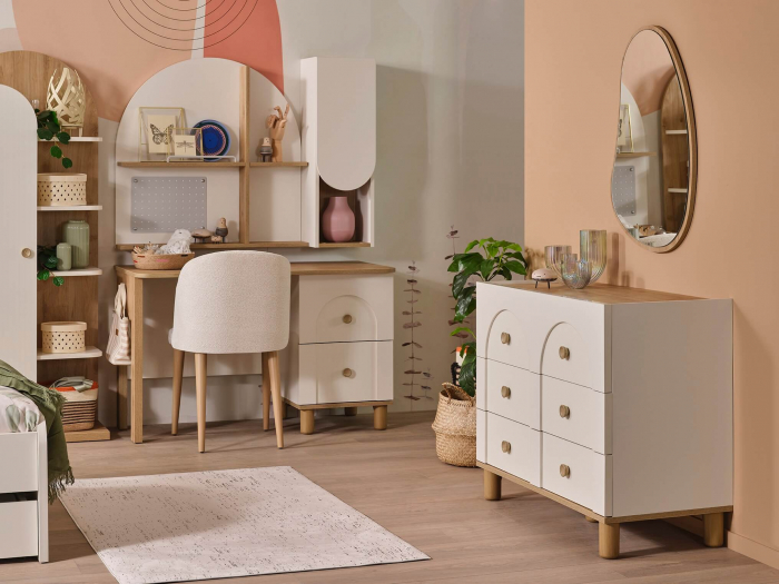 Bibliotecă Louis cu 1 ușă și 4 rafturi – design scandinav, 70x35x174 cm [4]