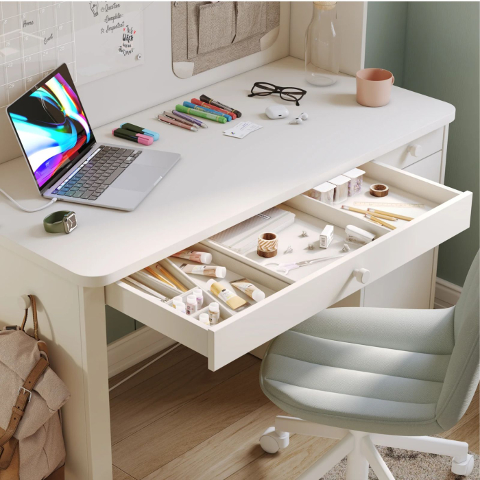 Birou modern pentru copii si adolescenti 124x75x57 cm, colectia Varia Crem [3]