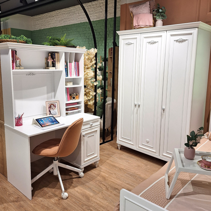 Set Studiu Camera Fete Romantica 3 Piese – Birou + Unitate + Biblioteca [6]