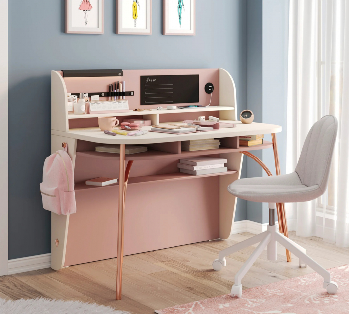 Birou Elegance cu încărcare wireless și picioare metalice – design modern și rafinat [4]