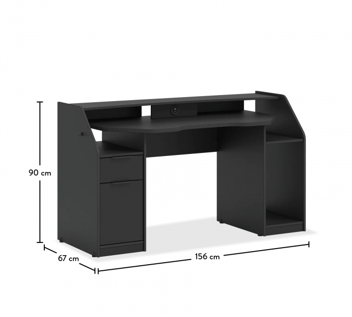 Birou Gaming pentru camera adolescenti, Colectia Black 156x90x67 cm [7]