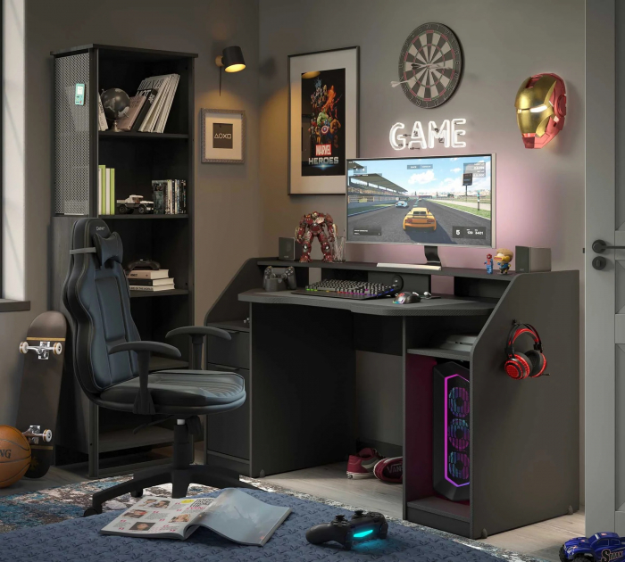 Birou Gaming pentru camera adolescenti, Colectia Black 156x90x67 cm [3]
