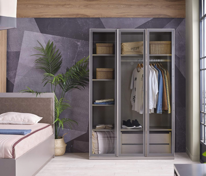 Cadru dulap 3 uși pentru copii – fără uși, compatibil cu PAL sau sticlă, design modular [7]