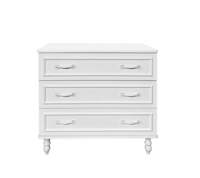 Comodă Juliette 3 Sertare, Alb Elegant, Dimensiuni 88x46x83 cm – Stil Clasic Romantic [2]