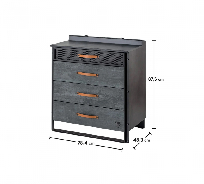 Comoda cu 4 sertare, pentru camera adolescentilor Colectia Dark Metal [4]