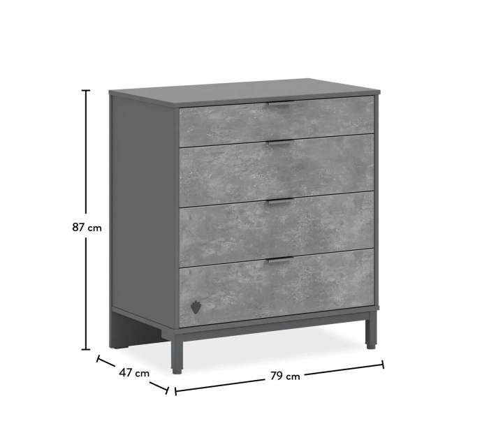 Comoda cu 4 sertare, pentru camera copiilor si  adolescentilor Colectia Space Gray [6]