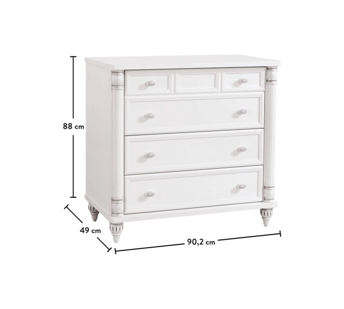 Comoda cu 4 sertare, pentru copii si tineret Colectia Romantic, 90x49x88 cm [7]